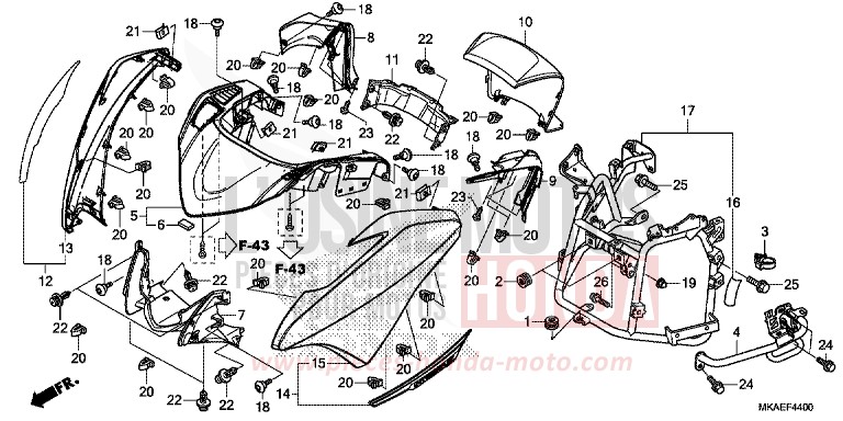 WINDLAUF, VORNE von Integra 750 MAT ALPHA SILVER METALLIC (NHB73) von 2019